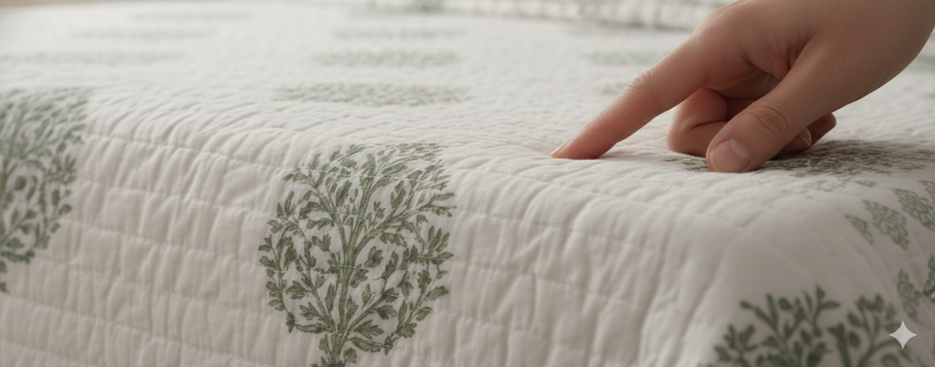 Authentic Jaipuri Cotton Razai – Green Floral Buta Print