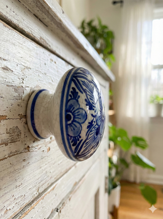 Ceramic Melon Knob - Azure Mosaic