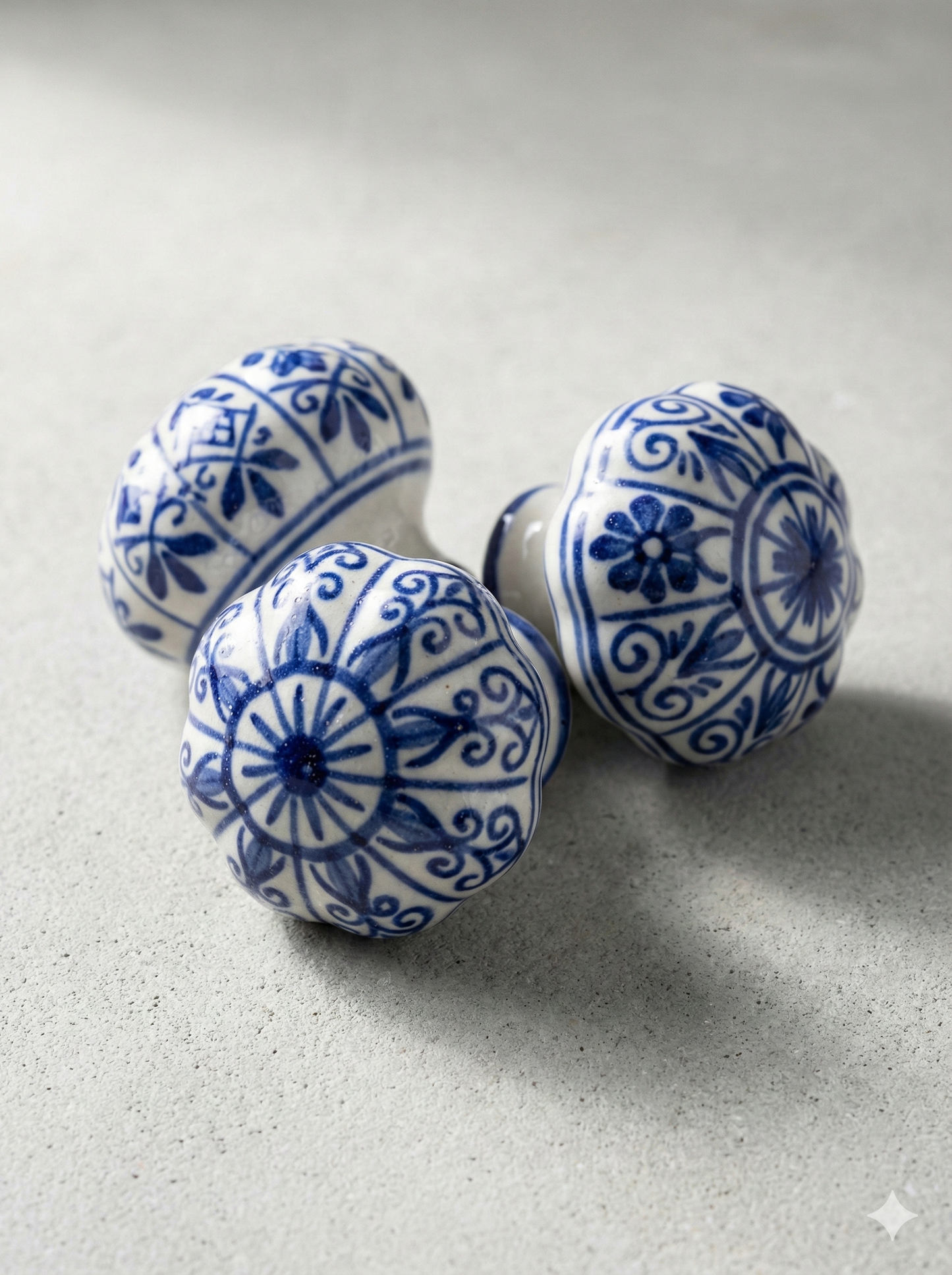 Ceramic Melon Knob - Azure Mosaic