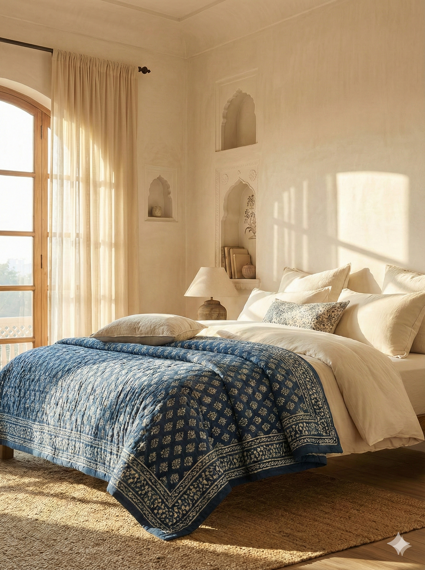 The Jaipur Cloud Quilt - Royal Indigo