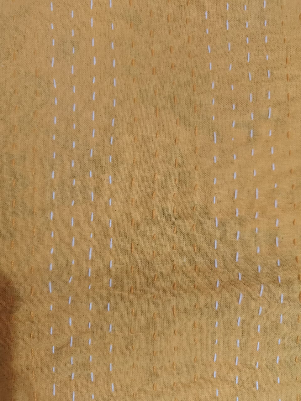 Golden Sunshine Kantha bedcover - Hand-Stitched Paisley & Peacock Design