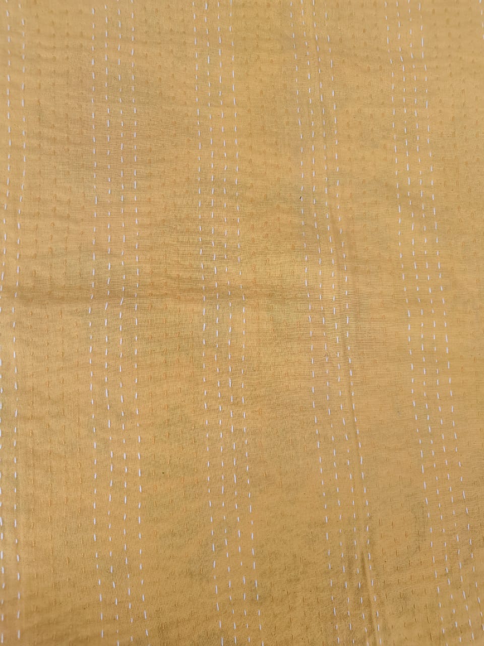 Golden Sunshine Kantha bedcover - Hand-Stitched Paisley & Peacock Design