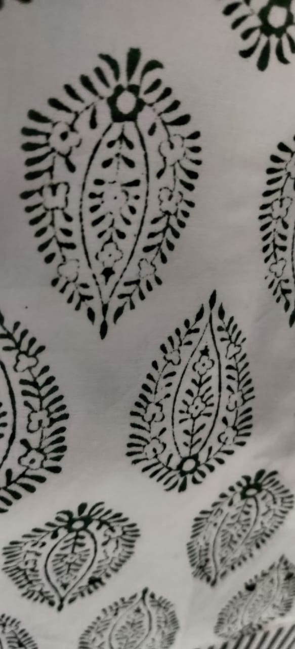 Botanical Medallion Hand-Block Printed Bedsheet Set - White & Gray Cotton