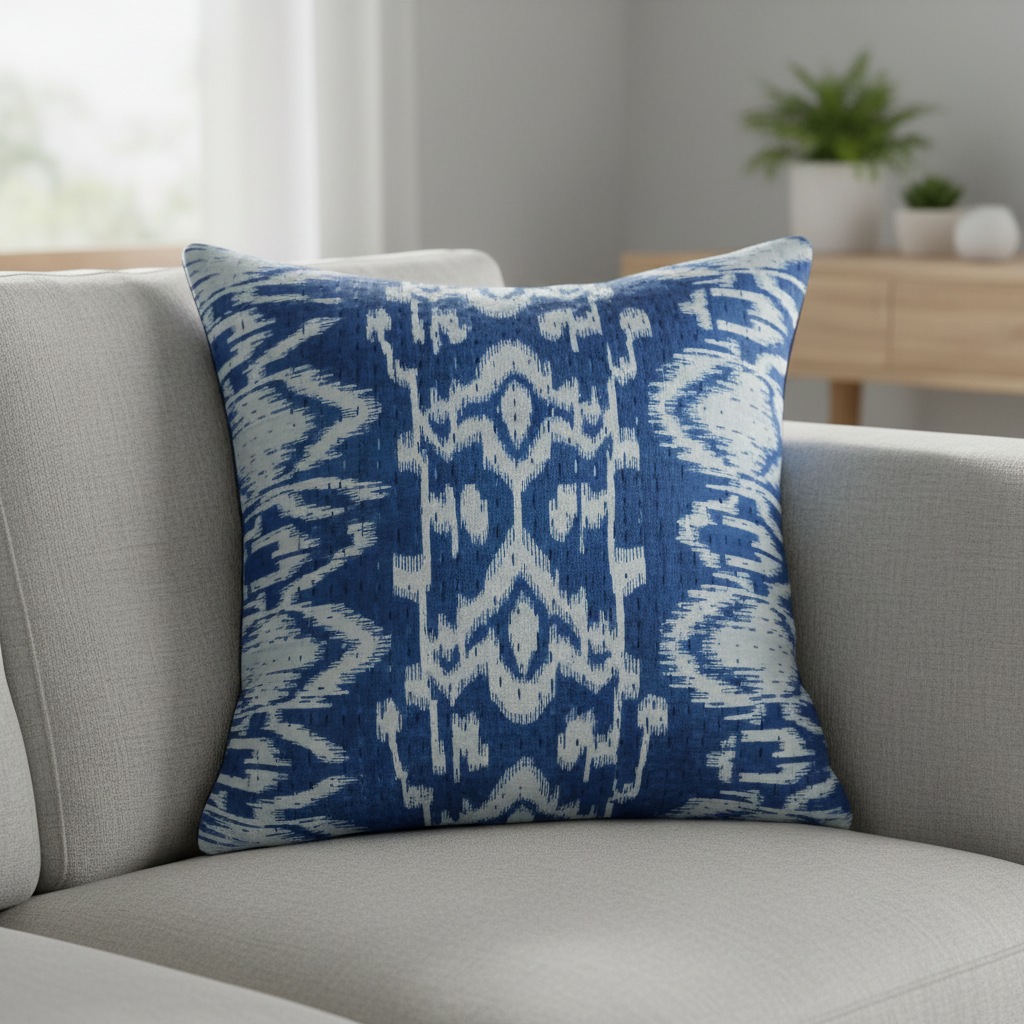 Handmade Reversible Jaipuri Quilt Set - 100% Organic Cotton Razai with Indigo Floral Buta, 2 Pillowcases & Cushion Cover